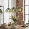 Koyoto hanging light, globe light, pendant light green, clear, 3-light sources