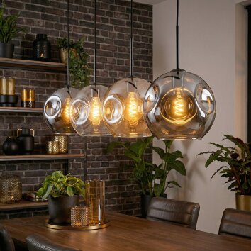 Ripoll hanging light, globe light, pendant light Amber, clear, Smoke-coloured, 4-light sources