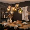 Gastor hanging light, globe light, pendant light blue, chrome, green, clear, coppery, Smoke-coloured, 8-light sources