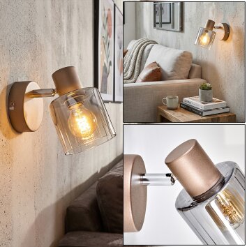 Casterk wall light, wall spotlight brown, chrome, 1-light source