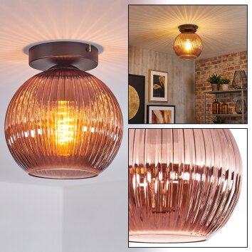 Koyoto ceiling light, globe light coppery, 1-light source