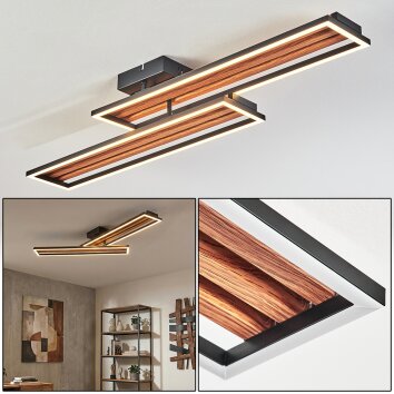 Macos ceiling light LED Wood like finish, black, 1-light source