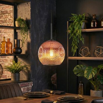 Ripoll hanging light, globe light, pendant light clear, coppery, 1-light source