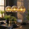 Koyoto hanging light, globe light, pendant light gold, clear, 3-light sources