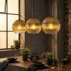 Koyoto hanging light, globe light, pendant light gold, clear, 3-light sources