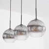 Koyoto hanging light, globe light, pendant light clear, Smoke-coloured, 3-light sources