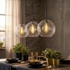 Koyoto hanging light, globe light, pendant light clear, 3-light sources