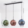 Koyoto hanging light, globe light, pendant light blue, green, coppery, 3-light sources