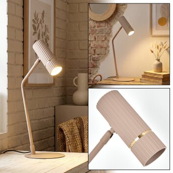Wolar table lamp LED sand-coloured, 1-light source