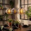 Koyoto hanging light, globe light, pendant light Amber, chrome, Smoke-coloured, 3-light sources