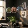 Koyoto hanging light, globe light, pendant light blue, green, clear, coppery, 3-light sources