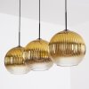 Koyoto hanging light, globe light, pendant light gold, clear, 3-light sources