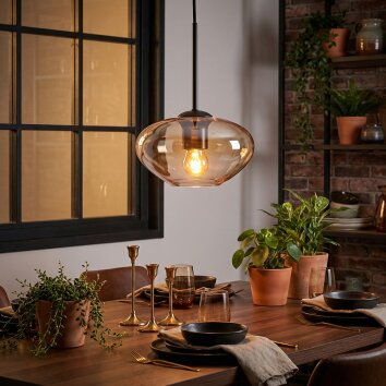 Mertola hanging light, pendant light Amber, clear, 1-light source