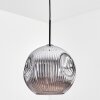 Ripoll hanging light, globe light, pendant light chrome, Smoke-coloured, 1-light source