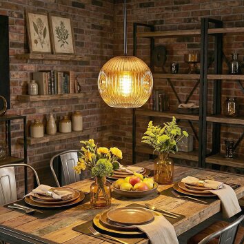 Ripoll hanging light, globe light, pendant light gold, clear, 1-light source