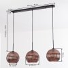 Koyoto hanging light, globe light, pendant light coppery, 3-light sources