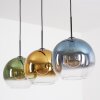 Koyoto hanging light, globe light, pendant light blue, gold, green, clear, 3-light sources