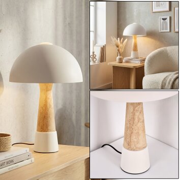 Forgek table lamp cream, stone appearance, white, 1-light source