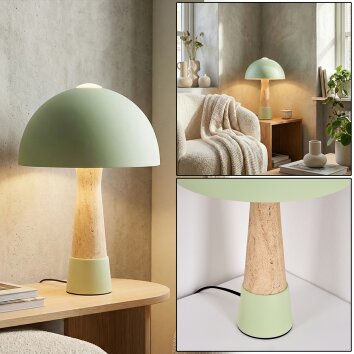 Forgek table lamp green, stone appearance, 1-light source