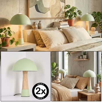 Forgek table lamp green, stone appearance, 1-light source