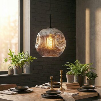 Ripoll hanging light, globe light, pendant light Smoke-coloured, 1-light source