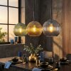Koyoto hanging light, globe light, pendant light blue, gold, green, 3-light sources