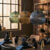 Koyoto hanging light, globe light, pendant light blue, gold, green, 3-light sources