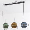 Koyoto hanging light, globe light, pendant light blue, gold, green, 3-light sources