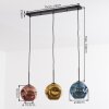 Ripoll hanging light, globe light, pendant light blue, gold, coppery, 3-light sources