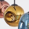 Ripoll hanging light, globe light, pendant light blue, gold, coppery, 3-light sources