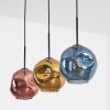 Ripoll hanging light, globe light, pendant light blue, gold, coppery, 3-light sources