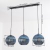 Koyoto hanging light, globe light, pendant light blue, 3-light sources