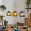 Koyoto hanging light, globe light, pendant light blue, gold, green, 3-light sources