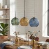 Koyoto hanging light, globe light, pendant light blue, gold, green, 3-light sources