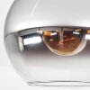 Koyoto ceiling light, globe light 25 cm chrome, clear, Smoke-coloured, 1-light source