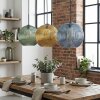 Koyoto hanging light, globe light, pendant light 30 cm blue, gold, green, 3-light sources