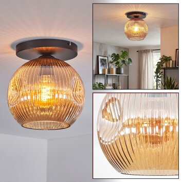 Ripoll ceiling light, globe light Amber, 1-light source