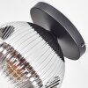 Ripoll ceiling light, globe light chrome, clear, Smoke-coloured, 1-light source