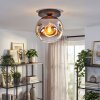 Ripoll ceiling light, globe light chrome, clear, Smoke-coloured, 1-light source