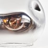 Ripoll ceiling light, globe light chrome, clear, Smoke-coloured, 1-light source