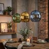 Koyoto hanging light, globe light, pendant light 30 cm blue, gold, green, 3-light sources