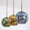 Koyoto hanging light, globe light, pendant light 30 cm blue, gold, green, 3-light sources
