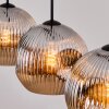 Ripoll hanging light, globe light, pendant light chrome, Smoke-coloured, 4-light sources