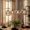 Ripoll hanging light, globe light, pendant light chrome, clear, Smoke-coloured, 4-light sources