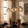 Ripoll hanging light, globe light, pendant light chrome, clear, Smoke-coloured, 4-light sources