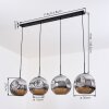 Ripoll hanging light, globe light, pendant light chrome, Smoke-coloured, 4-light sources