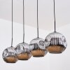 Ripoll hanging light, globe light, pendant light chrome, Smoke-coloured, 4-light sources