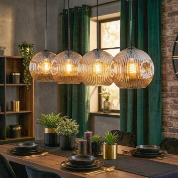 Ripoll hanging light, globe light, pendant light Amber, 4-light sources