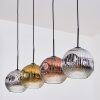 Ripoll hanging light, globe light, pendant light chrome, gold, clear, coppery, Smoke-coloured, 4-light sources