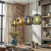 Ripoll hanging light, globe light, pendant light blue, gold, green, 4-light sources